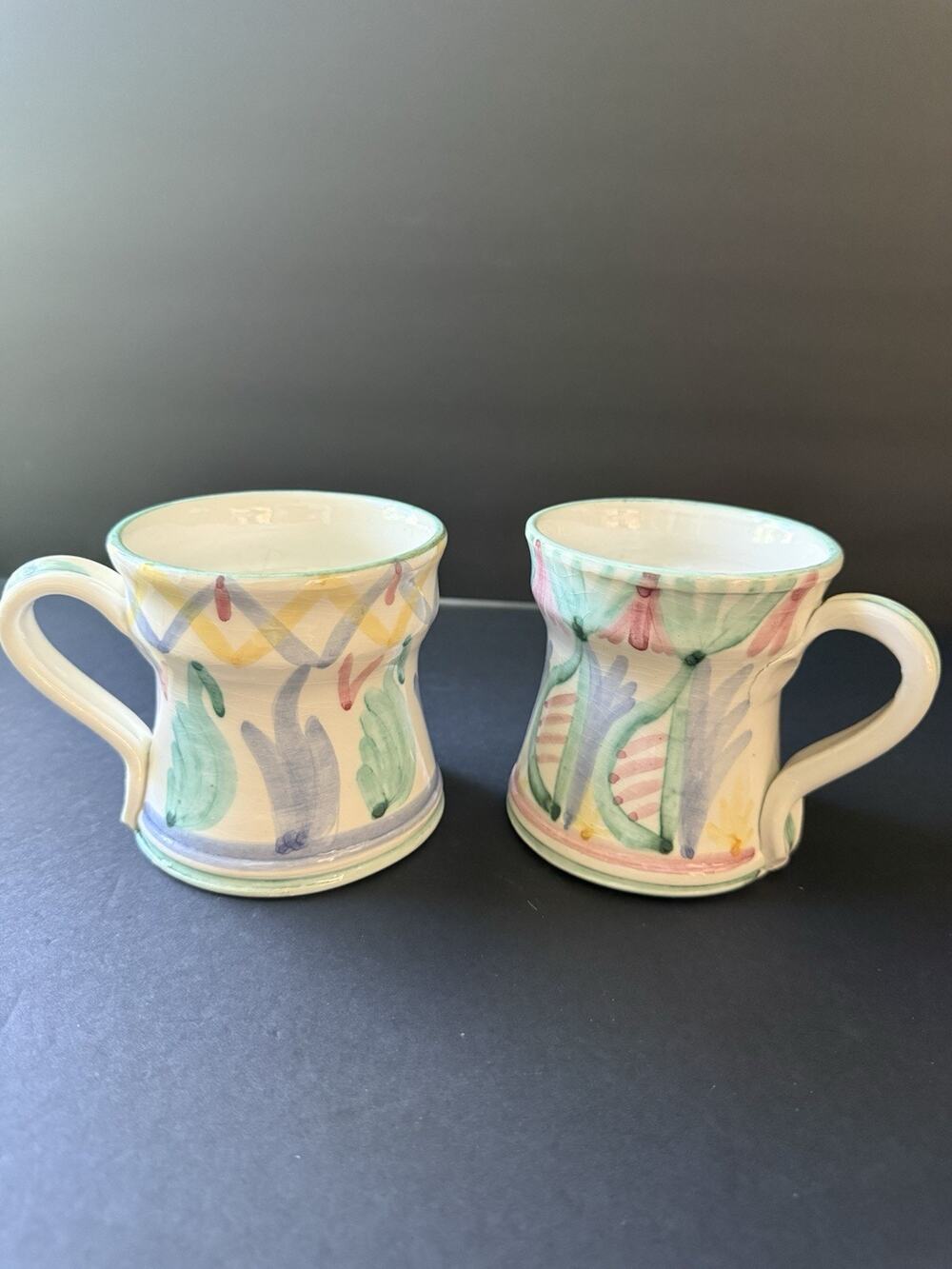 Vietri Colore Colorful Tea Cup Mug Green Rim Italy 1986 Vintage Italian Pottery